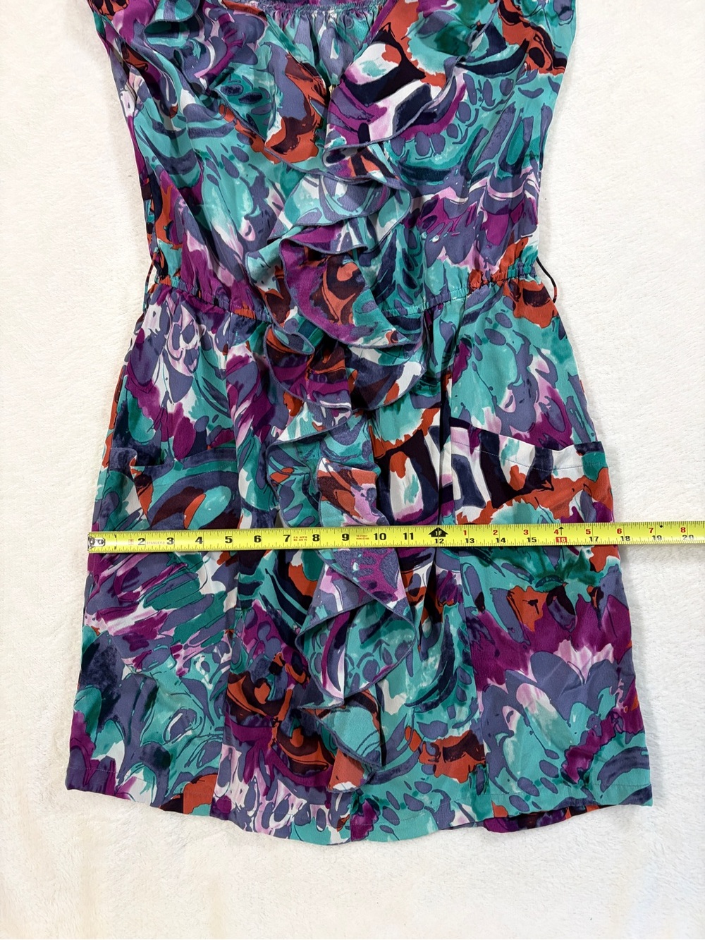 Charlie Jade Teal & Purple Ruffled Mini Dress - Picture 11 of 12
